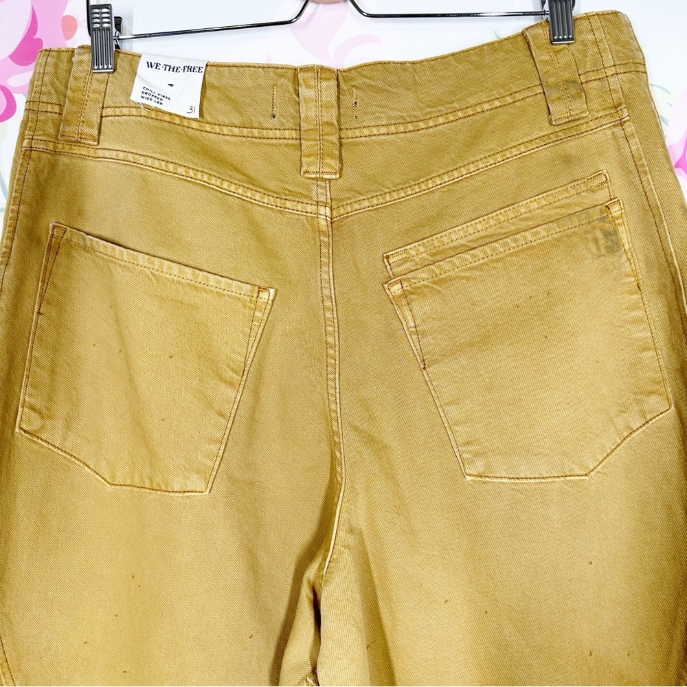 NEW Free People We The Free Chill Vibes Dropped Wide Leg Khaki Scout Jeans 31 - Picture 11 of 11